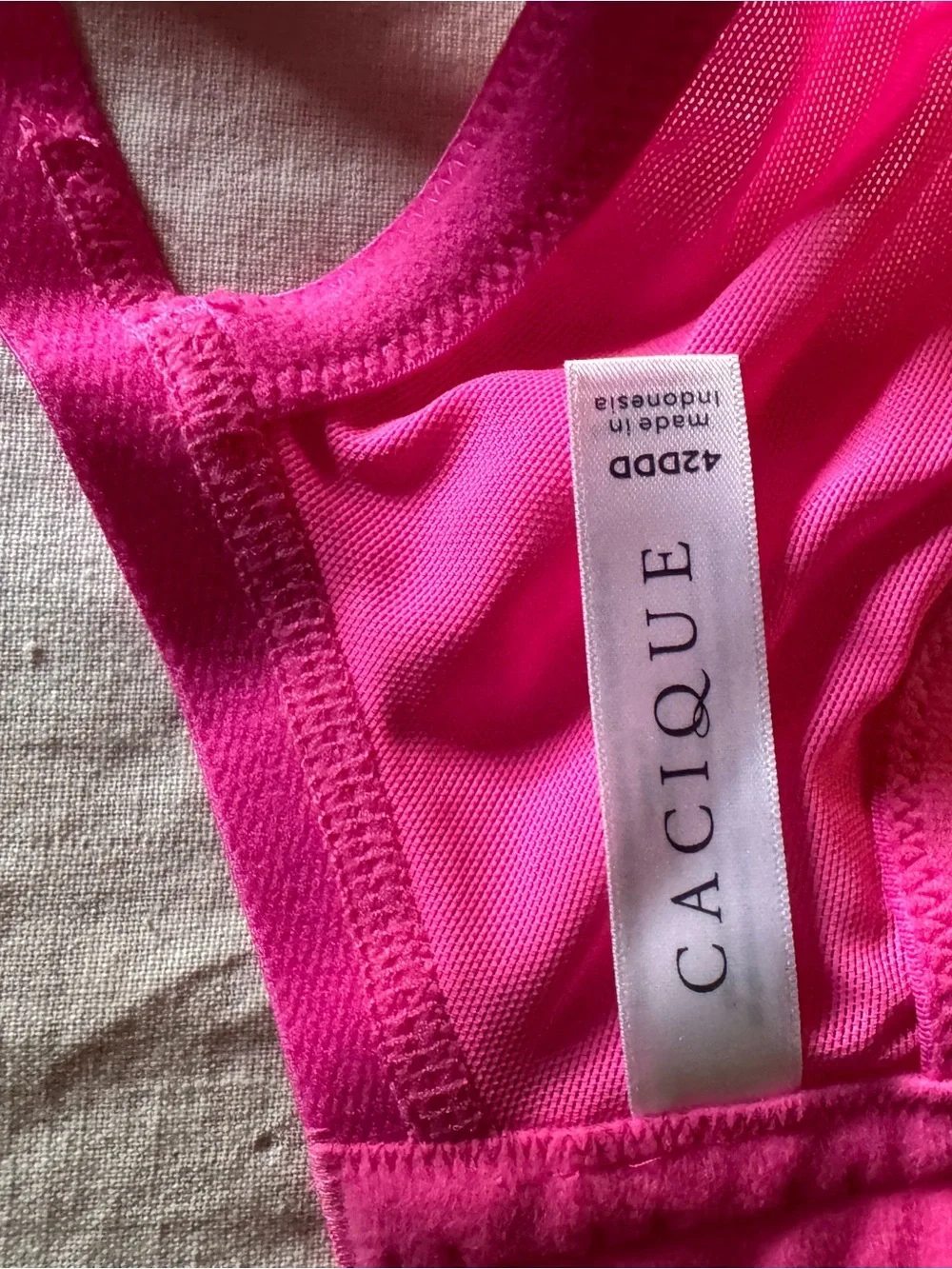 Cacique Hot Pink Lace Push-Up Bra with Rhinestone cups